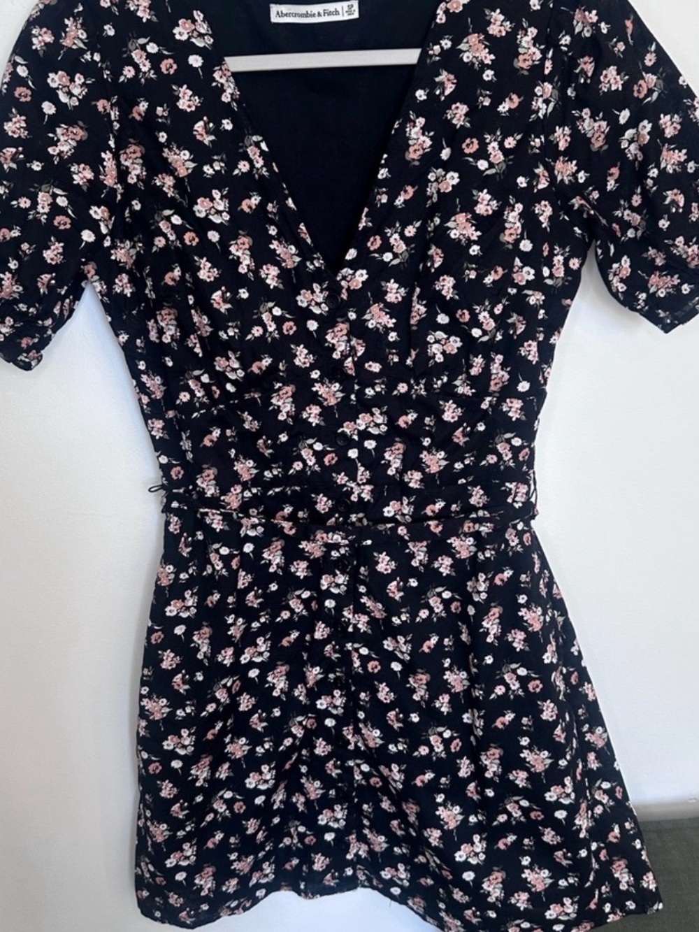 Abercrombie & Fitch Black Mini Dress with Pink Floral Print